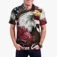 thumbnail image 2 of Balery Eagle With Hat And Roses Printed Men’s Short Sleeve Polo Shirt, Midweight Men's Shirt,Golf Polo shirts -Large, 2 of 8