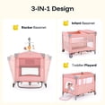 thumbnail image 3 of HARPPA 5-in-1 Baby Playard with Bassinet & Changing Table for Newborn, Pink, 3 of 9