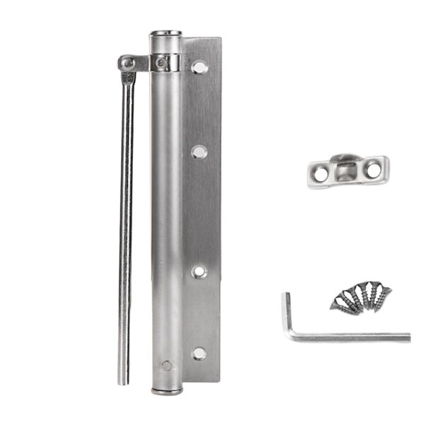 Juego de cierrapuertas automáticos con resorte de acero inoxidable, ángulo de apertura de 150°, bisagra de cierre automático ajustable (con brazo de palanca), tornillos incluidos