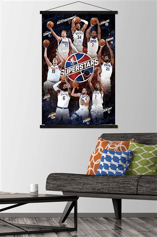 NBA League - Superstars 21 Wall Poster with Wooden Magnetic Frame, 22.375" x 34"