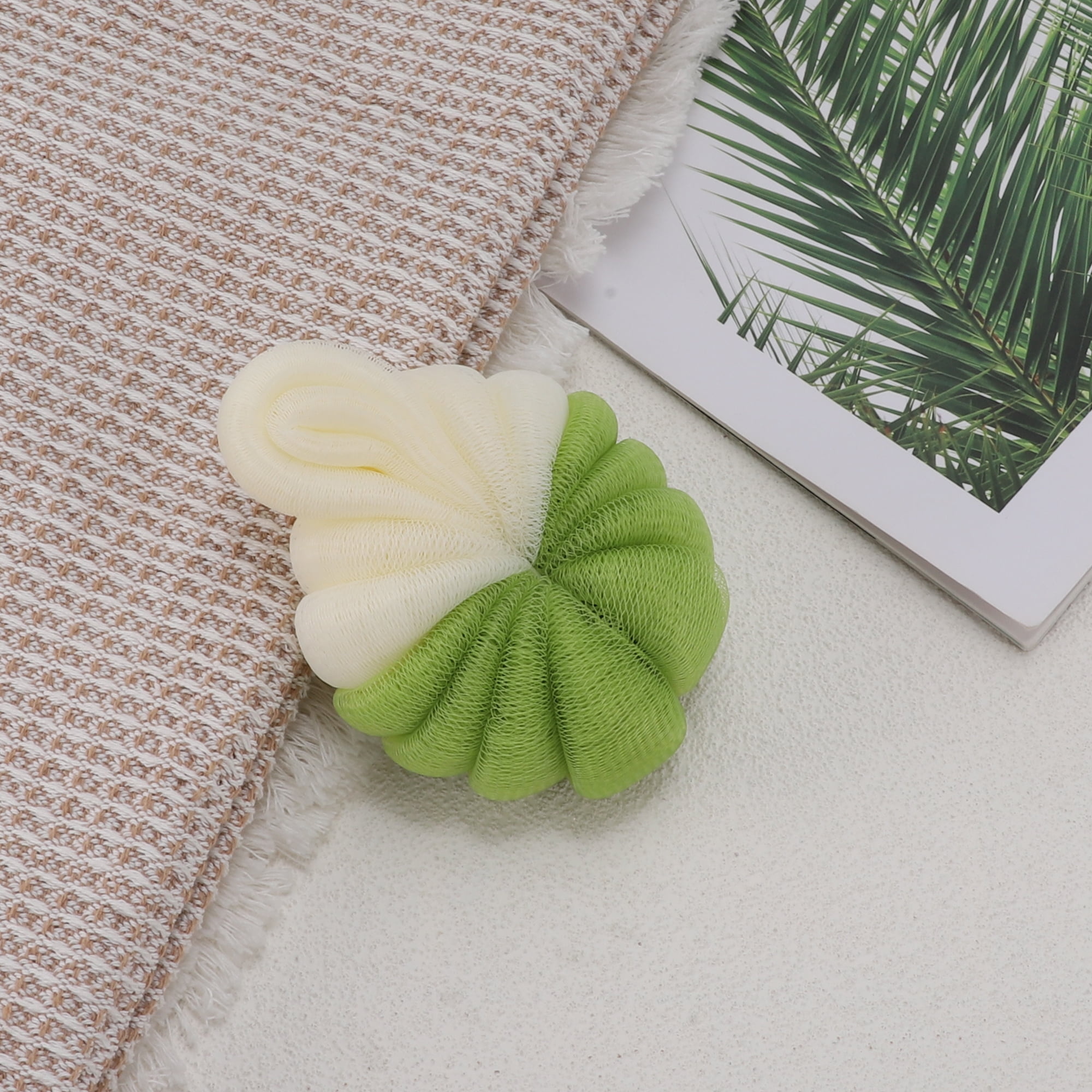 Unique Bargains Bath Shower Loofah Sponge Body Puffs 4.33"x3.74"x1.77" 1 Pc Green