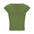 thumbnail image 6 of Summer Deals Womens Tops Slim Open Back Short Sleeve Dressy Blouses Crew Neck Casual Loose Summer Shirts S-L, 6 of 7
