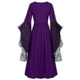 thumbnail image 4 of Gothic Halloween Dress for Women Lace Skull Floral Graphic Drawstring Butterfly-Sleeve Vampire Costume Long Sleeve Maxi Witch Dress Plus Size Vintage Spooky Dresses, 4 of 5