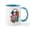 White/Blue Inside, variant on - A Skeletal Figure With A T Shirt Featuring - 11 oz Ceramic Mug - Novelty Coffee Tea Cup