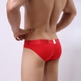 thumbnail image 2 of Aayomet Men's Underwear U Letterpress Print Breathable Cotton Triangle Band Print (Red, S), 2 of 5