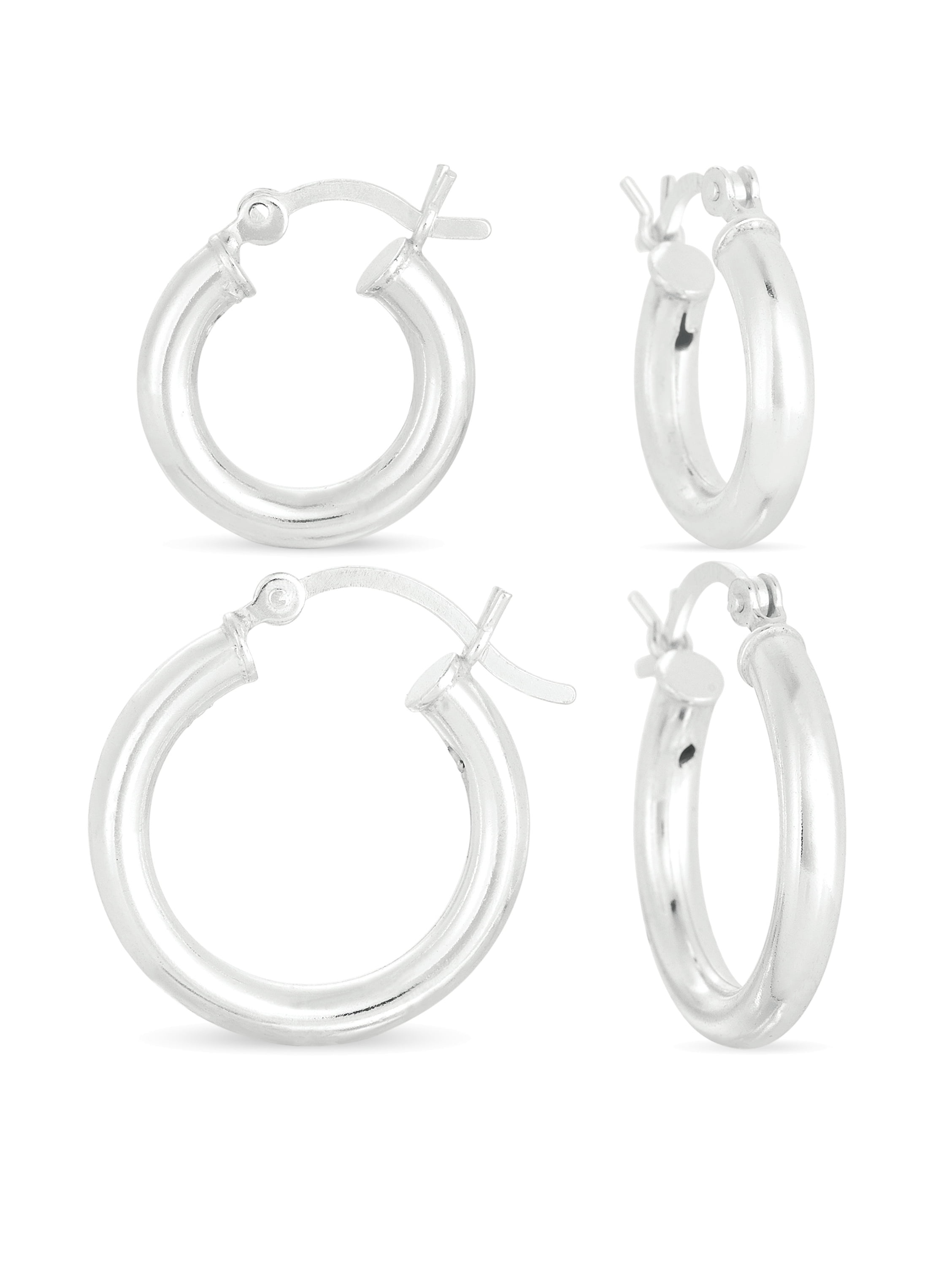 Sterling Silver Hoop Earrings Set