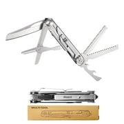 Maerd P3 9in1 Hard Stainless Steel Multitool, Foldable Self-Locking Multi tool with Belt clip, First Aid Scissors, Saw, Escape Hammer, Bottle Opener, Sickle, EDC Multitool Emergency