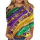 thumbnail image 2 of RKSTN Mardi Gras 3/4 Length Sleeve Womens Tops Oversized Crewneck Carnival Graphic Printed Three Quarter Sleeve T Shirt Women Casual Round Neck Funny Tuesday Carnival Party Loose Short Sleeve Shirt, 2 of 6