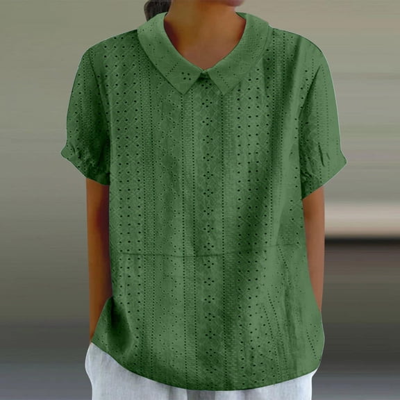 Sweet Home Farm Short Sleeve Shirts for Women Summer Solid Round Neck Breathable Comfortable Loose Casual Sleeved Top T Shirts for Women Green