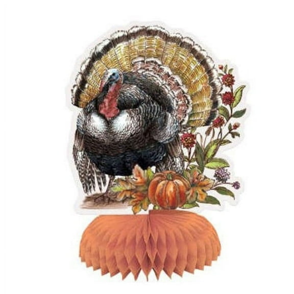 Thanksgiving 'Plaid Turkey' Honeycomb Decorations (4ct)