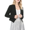 thumbnail image 6 of Women's Work Office Blazer Collarless Business Casual Suit Jacket Cropped Blazer XS Black, 6 of 9