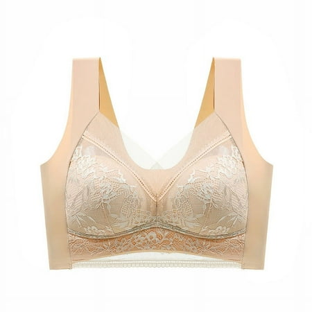 Lace plus Size Vest Seamless Ice Silk Push up Breathable Thin Bra Beauty Back Big Chest Small Fixed Underwear