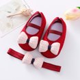 thumbnail image 6 of 2pcs/Set Newborn Baby Girl Princess Mary Jane Shoes Toddler Infant Wedding Dress Flat Shoes with Free Headband, 6 of 6