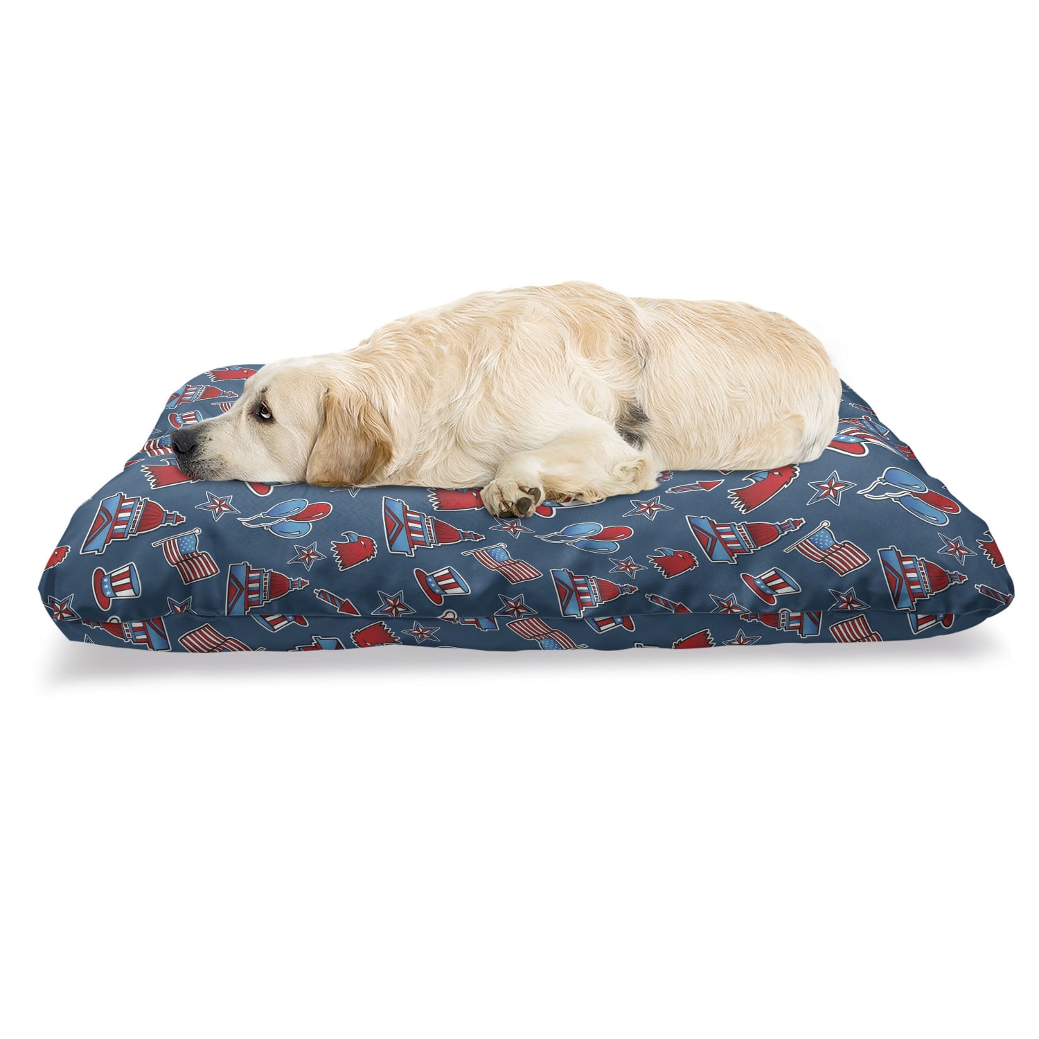 Washable Reversible Select Your Size Free Embroidery Patriotic Dog Bed 