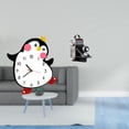 thumbnail image 2 of Reloj de pared de madera con forma de pingüino de dibujos animados, estatua de cámara, adorno de resina, decorativo, encantador, alimentado por baterí, 2 of 8