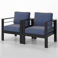 thumbnail image 6 of Heynemo Metal Patio Furniture Chairs Set of 2, Aluminum Outdoor Armchairs with Cushions, Blue, 6 of 8