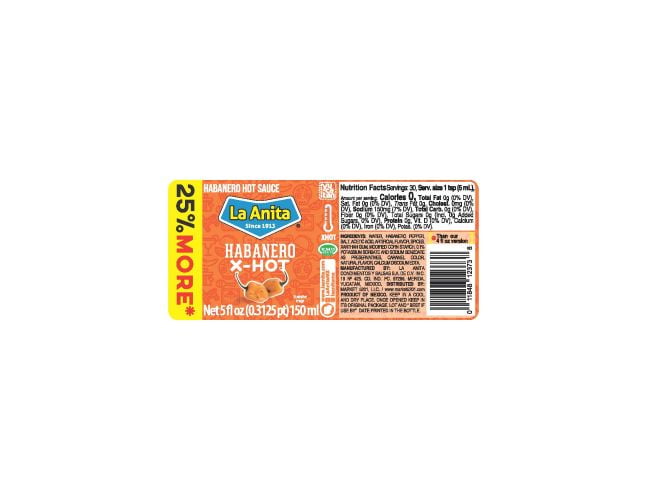 (12 pack) La Anita Habanero X Hot Hot Sauce, 5 oz