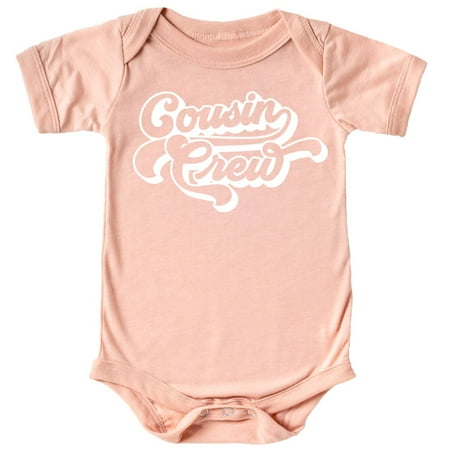 

Vintage Retro Cousin Crew Shirts and Bodysuits for Cousin Matching T Shirts White on Peach Bodysuit 24 Months