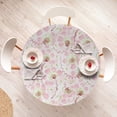 thumbnail image 4 of Ambesonne Garden Fitted Round Tablecloth, Pink Flowers Watercolor Plot, 56"- 60" Diameter, Pale Rose and Apple Green, 4 of 5