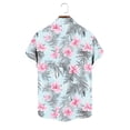 thumbnail image 7 of DPTALR Men's Hawaiian Print Short Sleeve Button Down T-shirt,Light Blue,Big Men's,Tall Men's XXL,Young Men's T-shirt, 7 of 7