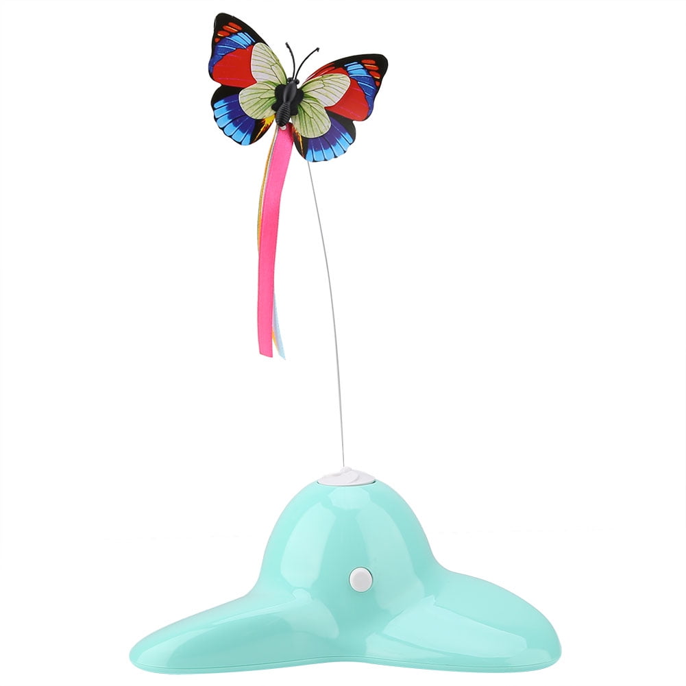 BOKYAN Electric Rotating Butterfly Cat Teaser Toy, 360 Degree Rotary Interactive Tease Toy for Indoor Cats, Luminous Glow in the Dark Night Play, Green (7.87 inches / 20 cm)