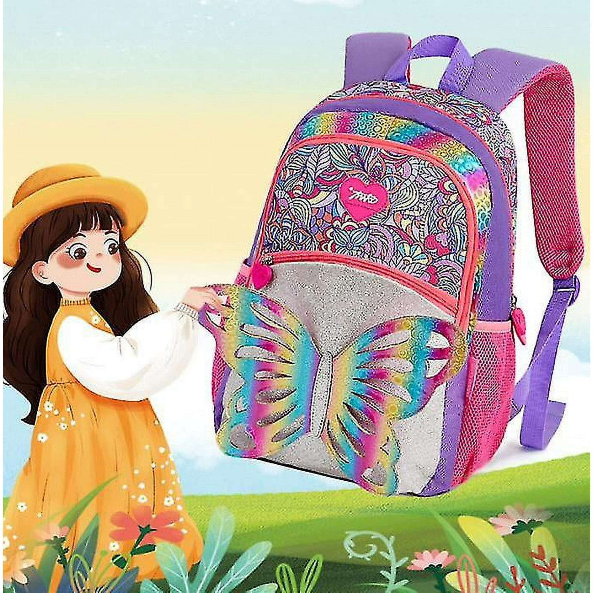 Girls butterfly backpack clearance