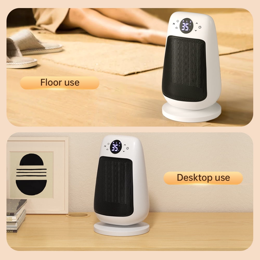 Portable Ceramic Space Heater With Thermostat - 1500W, 12H Timer, ECO Mode & Remote | Quiet Heater For Bedroom, Office, Garage