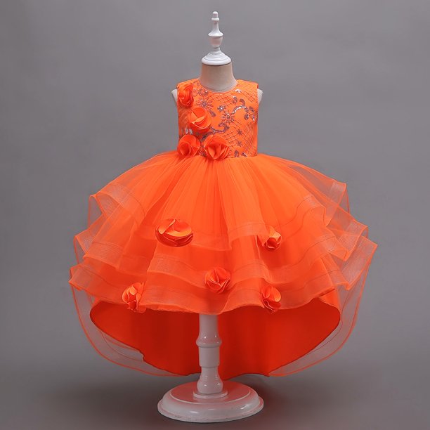 Vestido de niña vestido de princesa de cola vestido de niña de las flores vestido de pasarela presentadora de piano vestido de verano