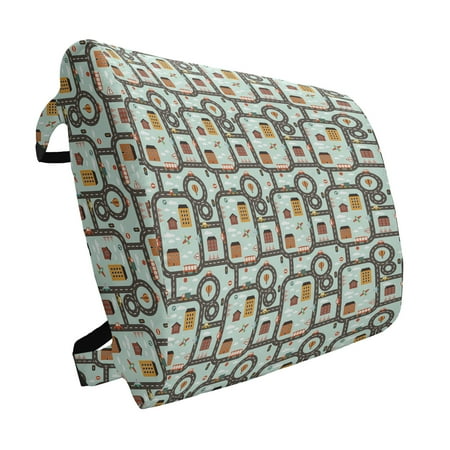 

Car Race Track Lumbar Pillow Cartoon Design Road Activity Circles Hot-Air Balloon Aeroplane Soft Back Cushion for Office Chairs with Adjustable Straps 14 x 13 Multicolor by Ambesonne