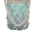 thumbnail image 4 of DecMode Blue Glass Decorative Candle Lantern with Rope Handle, 4 of 8