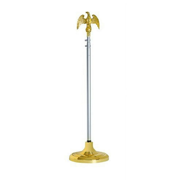 Telescoping Indoor Flag Pole Kit with Base Stand and Gold American Eagle Topper Ornament  Set at 6ft, 7ft or 8ft Height