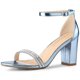 thumbnail image 1 of Sandalias Tacones Gruesos Diamantes de imitación Correa de tobillo para mujer Azul 39, 1 of 7