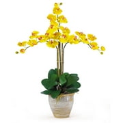 HomeStock Triple Art Nouveau Allure Silk Orchid Flower Arrangement
