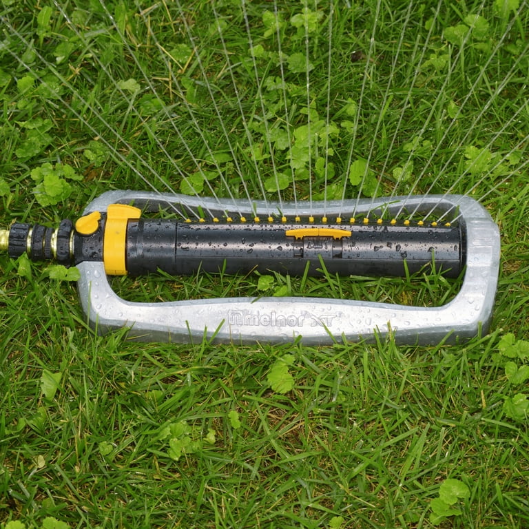 Melnor XT Turbo Oscillating Sprinkler – Black & Yellow, Covers 4500 Sq Ft, Sled Base