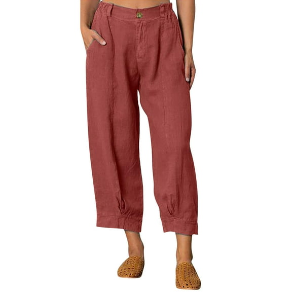 gvdentm Hello Kitty Pajama Pants Women's Cropped Corduroy Pants Elastic Waist Retro Trouser with Pockets For Women