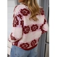thumbnail image 4 of PRETTYGARDEN Women's Floral Crewneck Sweater Knit Pullover Loose Fit, Chunky Knit Sweaters Tops, Dressy Casual Work Vacation Holiday Outfits, Womens Fall Fashion, Winter Clothes, 4 of 9