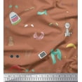 thumbnail image 2 of Soimoi Brown Rayon Crepe Fabric Accessories Women Decor Fabric Printed Yard 46 Inch Wide, 2 of 3
