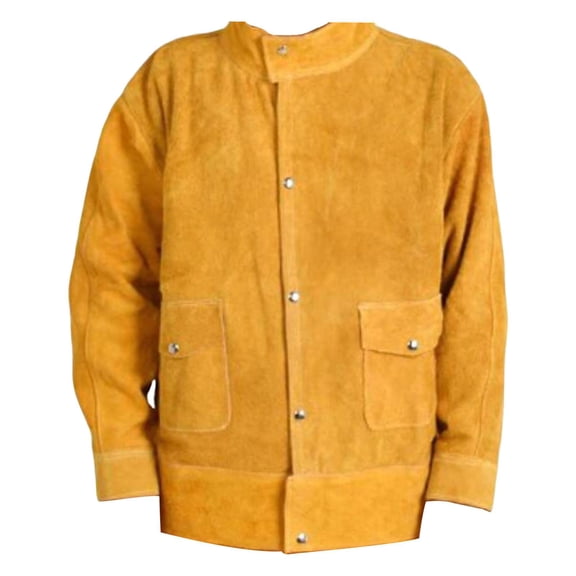 Welders Jacket Coat Flame-resistant Cowhide Leather for Professional Electrical Welding and Cutting Work