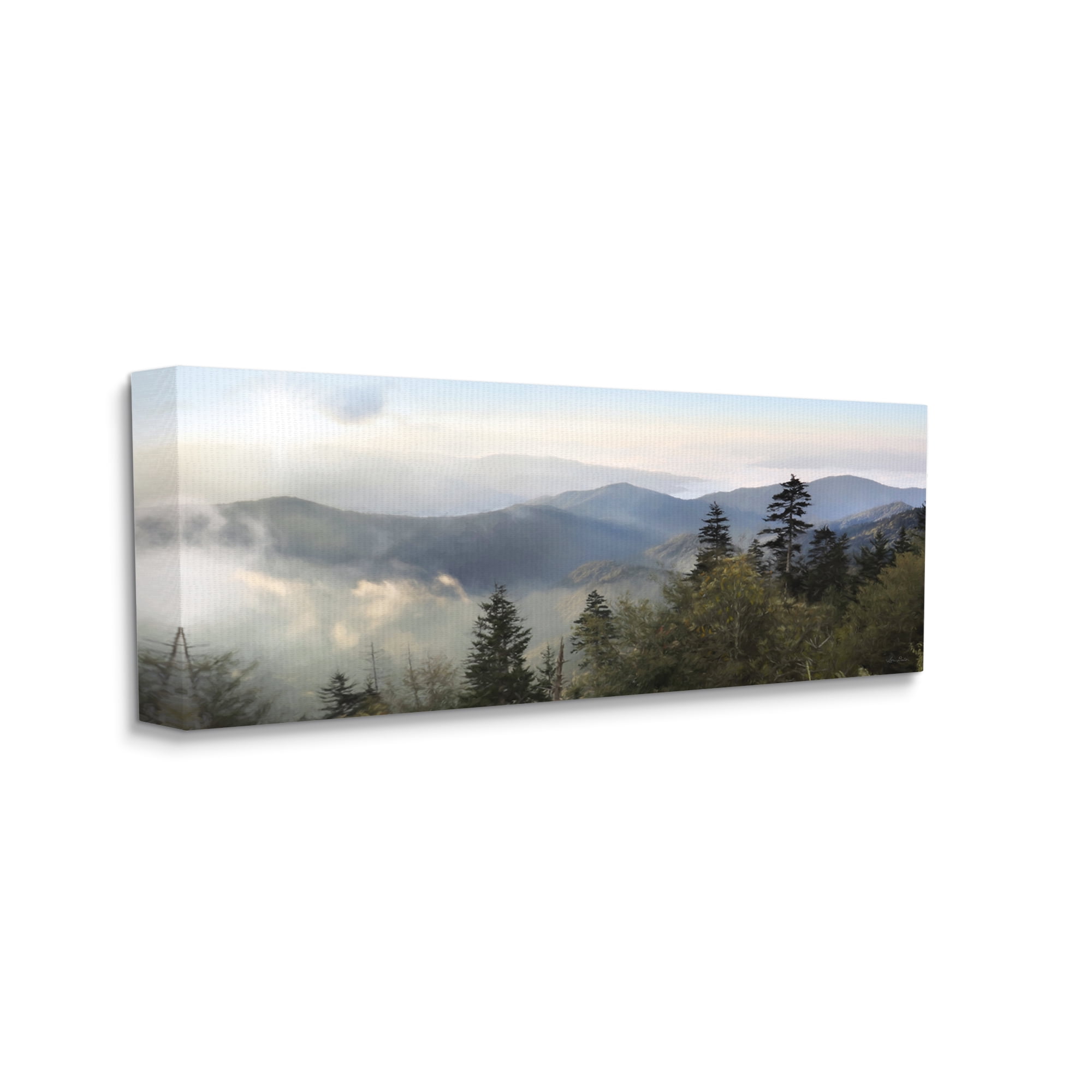 Stupell Panoramic Cloudy Mountainous Nature Landscape Photography Gallery Wrapped Canvas Print Wall Art