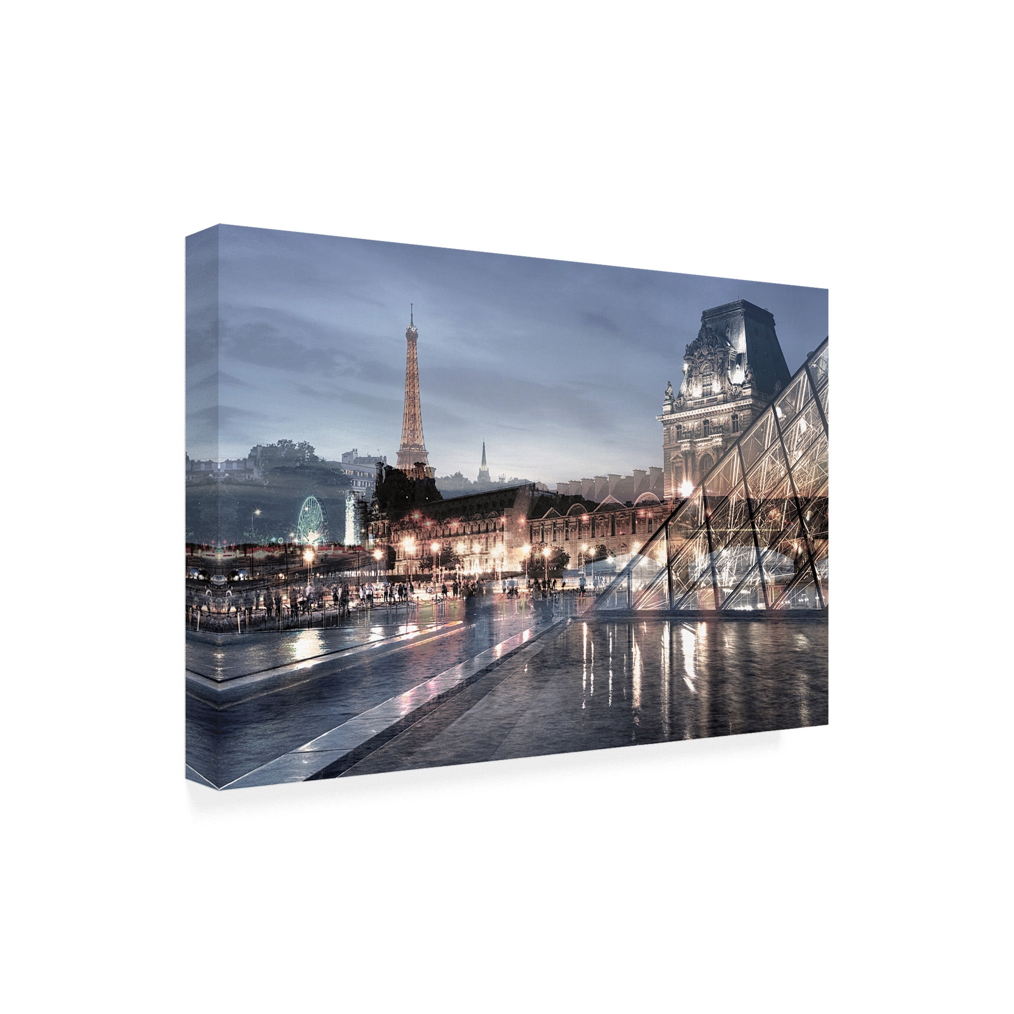 Trademark Fine Art 'Louvre with Eiffel Tower Vista #1' Canvas Art by Alan Blaustei