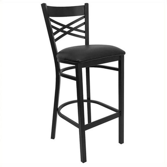Bowery Hill 31" Black Back Metal Bar Stool in Black