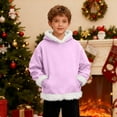 thumbnail image 5 of Ulanda Kids Boys Santa Hoodie Fleece Sherpa Lined White Fur Santa Claus Xmas Pullover Tops with Pocket (Purple, 12-13 Years), 5 of 9