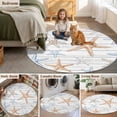 thumbnail image 6 of Retro Starfish Round Living Room Rugs 8 ft, Wood Grain Washable Large Area Rug with Non-Slip Sturdy Edge Binding Round Carpet for Dining Room Kitchen Office, 6 of 9