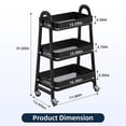 thumbnail image 2 of Gianna Utility Cart, Metal, 3‑Tier, Lockable Caster Wheels , 360° Rolling, Black, 2 of 6