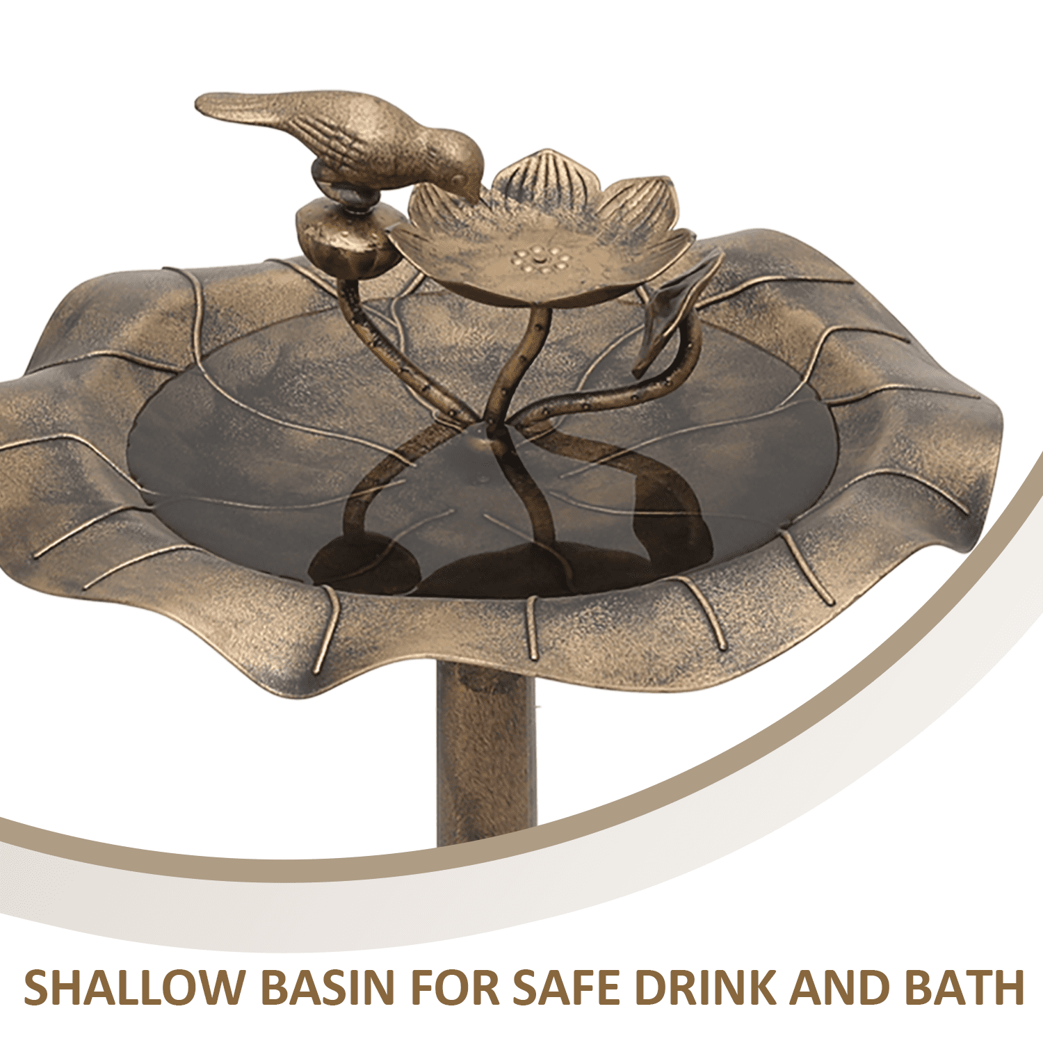 BEZT 28'' 2 Tiers Birdbath Water Fountains W/Bird Figurines Outdooror Decor,Bronze