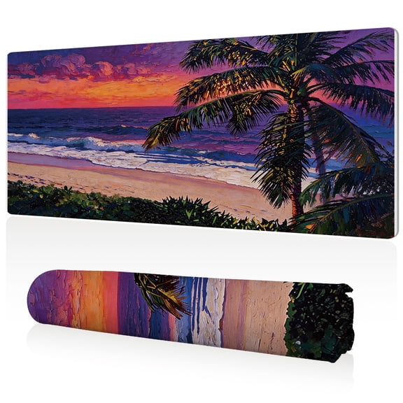 LIVEKEY XXL Coastal Sunset Mouse Pad 80x40cm Large Desk Mat Full Coverage Non Slip Base Durable Easy to Clean Stitched Edges for Gaming and Office Use Premium Extended Surface
