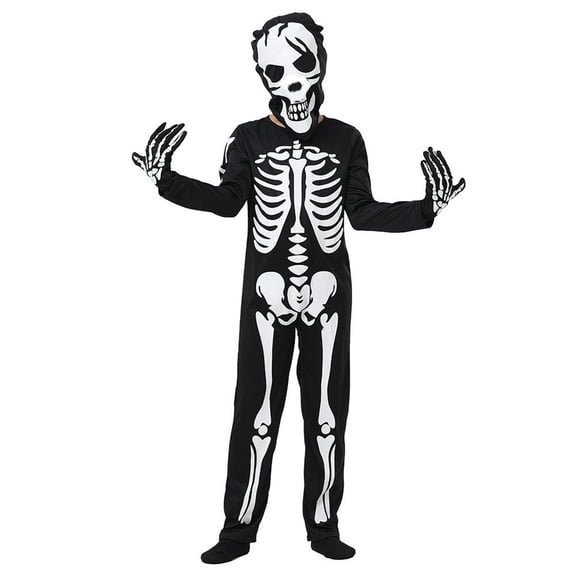 Gunia Halloween Little Boy Girl Skeleton Onesie Children Noctilucent Party Role Play Clothes Outfits Black 5-6 Years