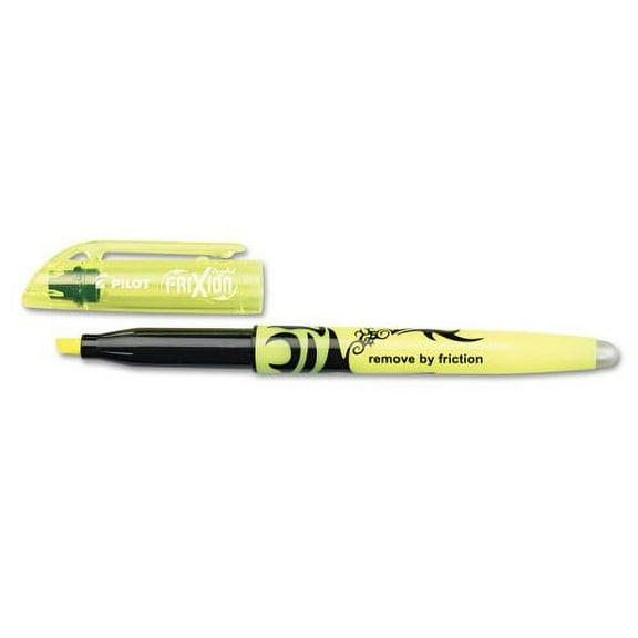 Pilot FriXion Light Erasable Highlighter, Yellow Ink, Chisel Tip, Yellow/Black Barrel, Dozen, Each