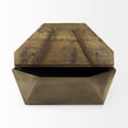thumbnail image 6 of Esagono 48" Octagonal Double Hinged Brown Wood Top Brass Metal Base Coffee Table, 6 of 9