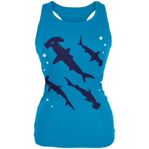 Hammerhead Shark Sharks School Juniors Soft Tank Top Turquoise MD